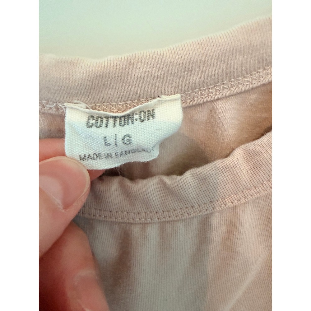 Cotton On Kids Tan Beige Short Sleeve Crop Top Tee Girls Large - Picture 2 of 3